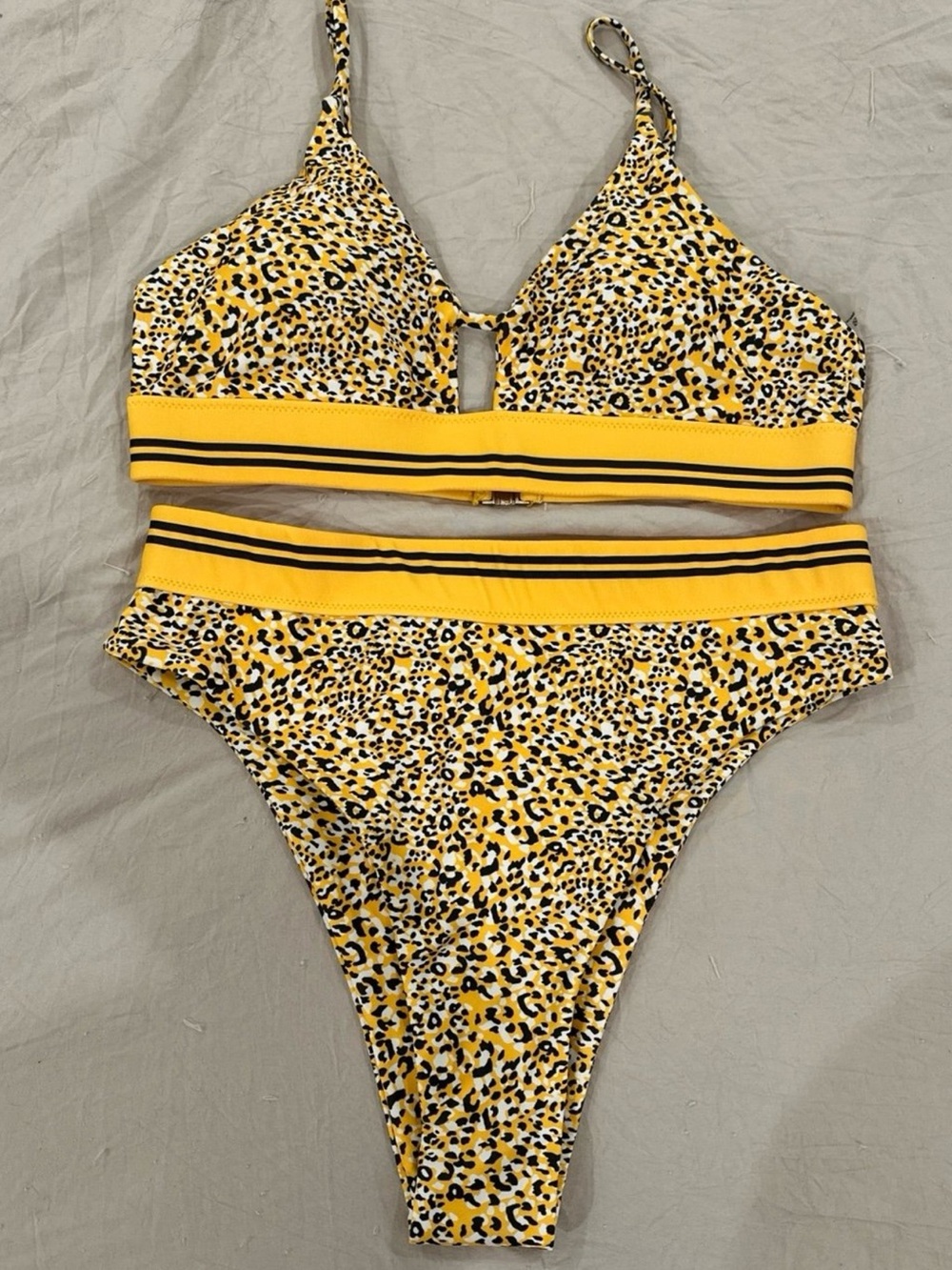 SHEIN Yellow Leopard Print Bikini Set